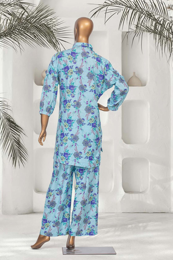Pakistani cultural women's attire featuring serenity blue kurta with breathable Khaddar material.
