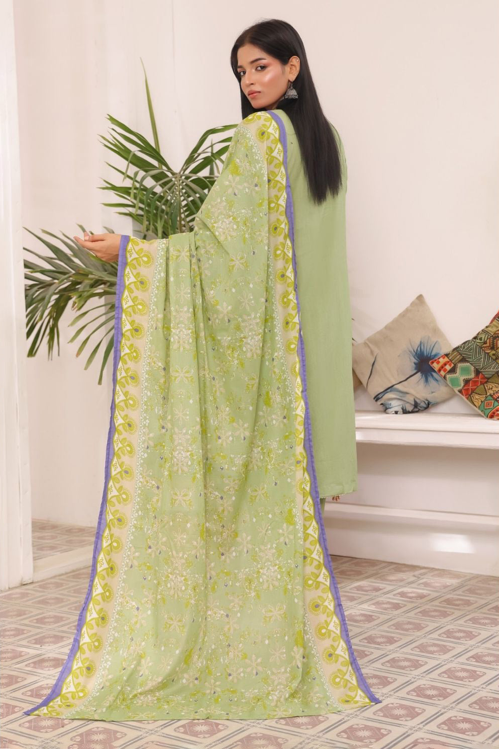 Elegant Meadow Mist Pakistani Women Outfit – Chikan Kari Suit in USA