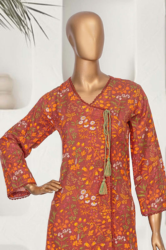 Rich autumnal hues in a floral khaddar kurta set designed for cultural fashion enthusiasts
