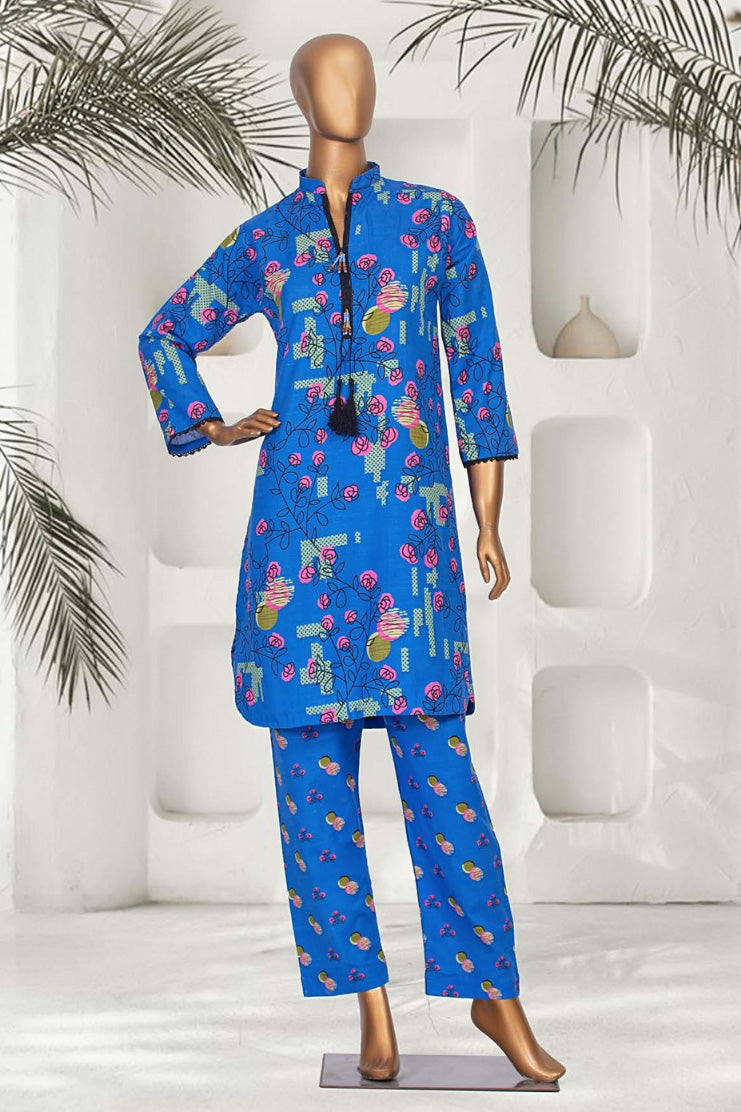Traditional yet trendy azure and lavender Khaddar kurta perfect for modern Pakistani women, alternative to Ayla Noor and House of Huda collections.