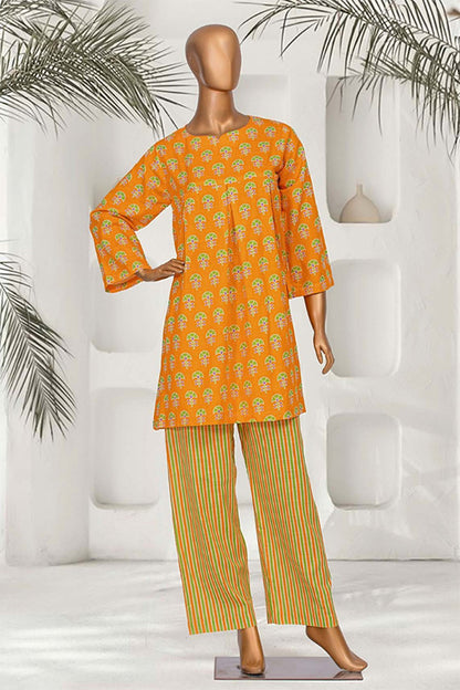 Elegant Pakistani fashion in a saffron kurta with intricate geometric patterns, blending heritage with contemporary style.