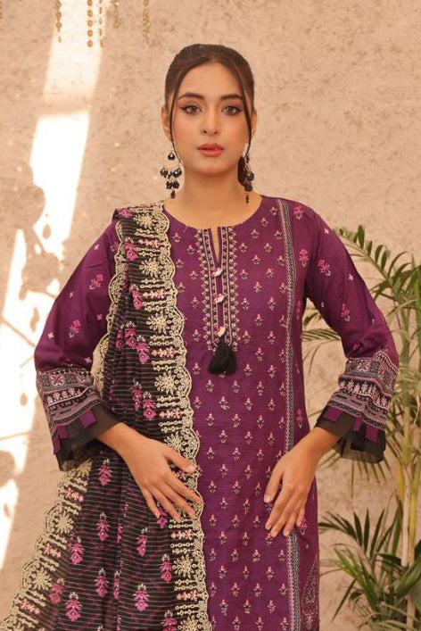 Majestic Plum Embroidered Lawn Set rivaling offerings from Cross Stitch and Iznik, perfect for Pakistani fashion enthusiasts