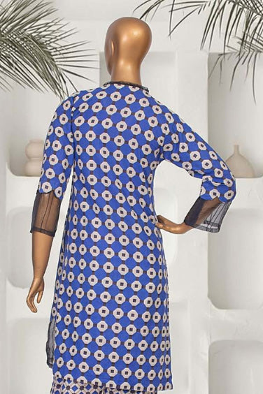 Luxurious celestial blue geometric khaddar kurta set designed for Pakistani cultural fashion