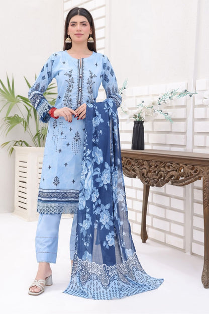 Elegant Sky Blue Bana Dora Suit for Pakistani Women - Embroidered Kurta, Pant & Dupatta