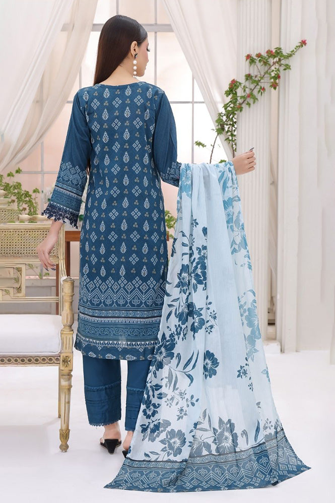 Pakistani Modest Fashion Teal Blue Bana Dora Embroidered Kurta with Ice Blue Printed Dupatta