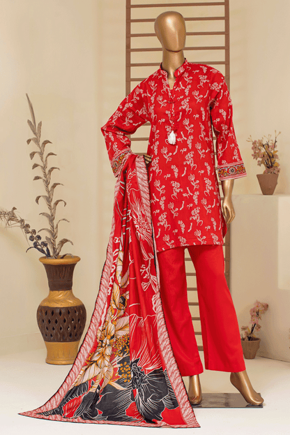 Full view of Aamsah's red floral cambric cotton salwar kameez set, challenging traditional designs by Biba and FabIndia
