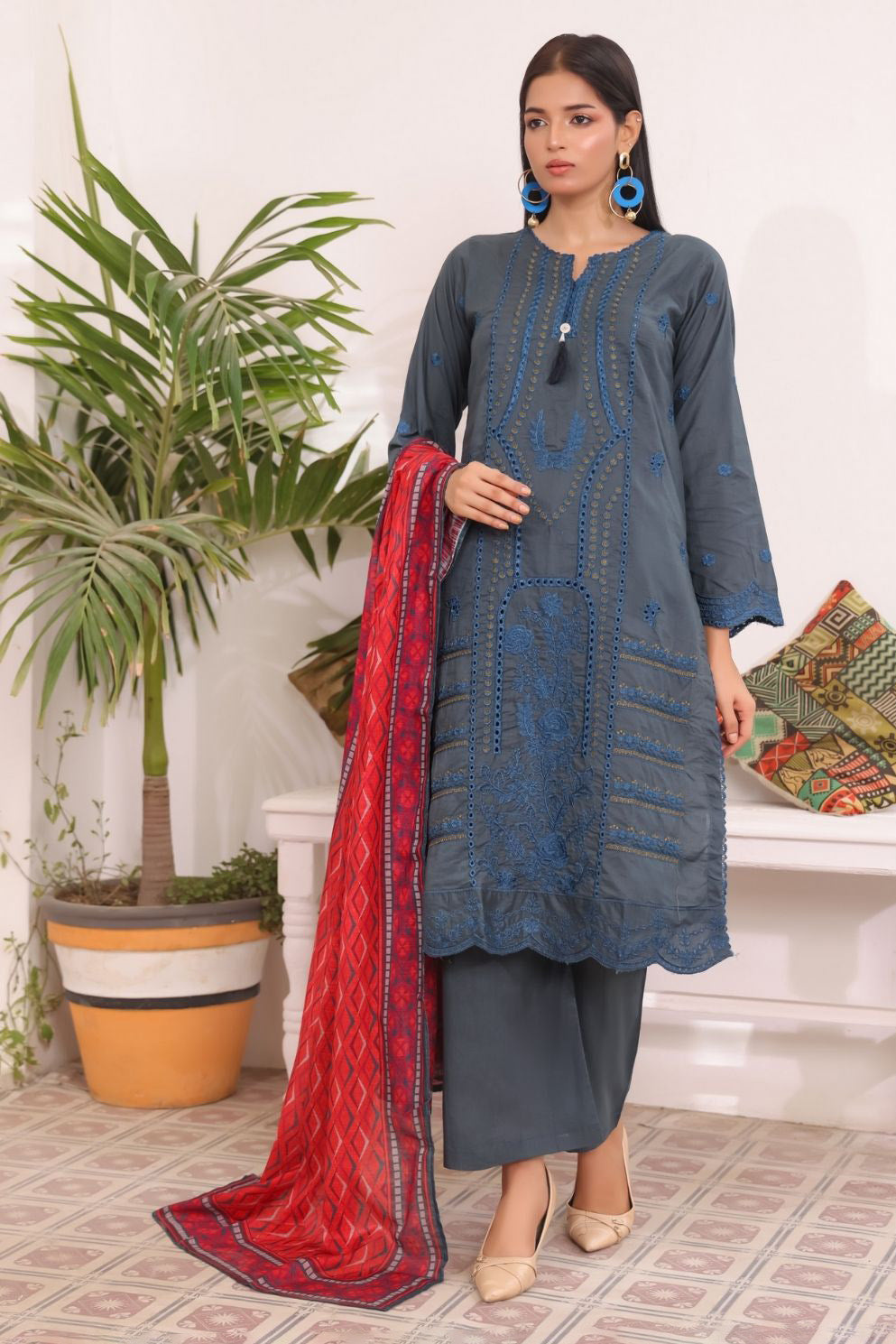 Elegant Pakistani and Indian ethnic wear set with detailed embroidery for women