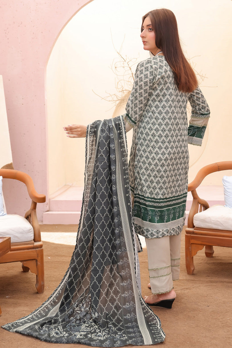 embroidered pakistani 3 piece lawn suit emerald sage color premium fashion like sanaulla store and fabricoz