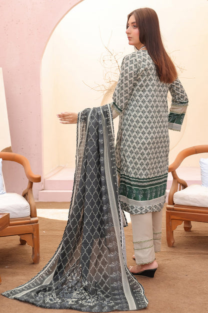 embroidered pakistani 3 piece lawn suit emerald sage color premium fashion like sanaulla store and fabricoz
