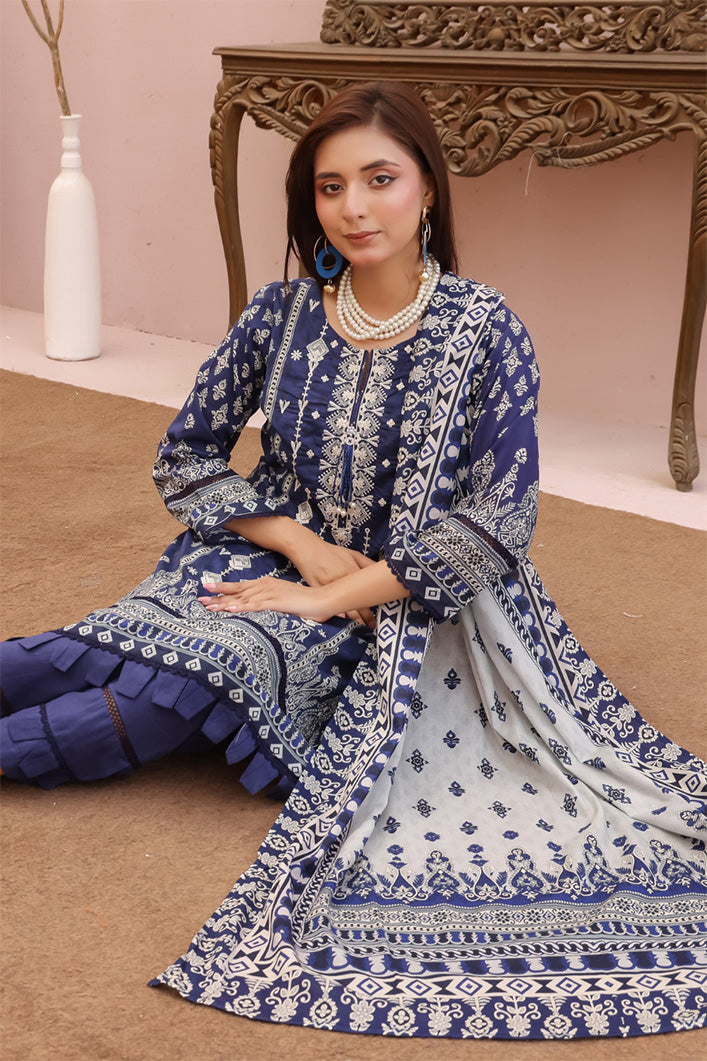 pakistani women stitched lawn dress navy with ivory dupatta inspired by sunecotess and lakhany