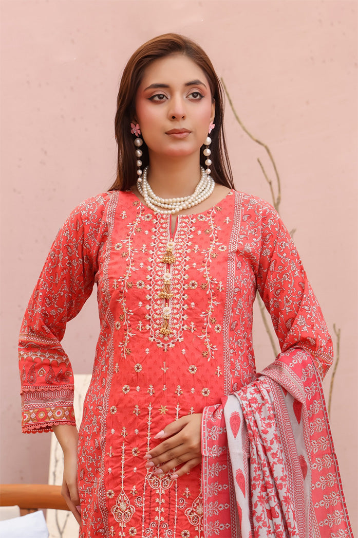 blush coral pakistani embroidered lawn suit ivory dupatta pakistani fashion