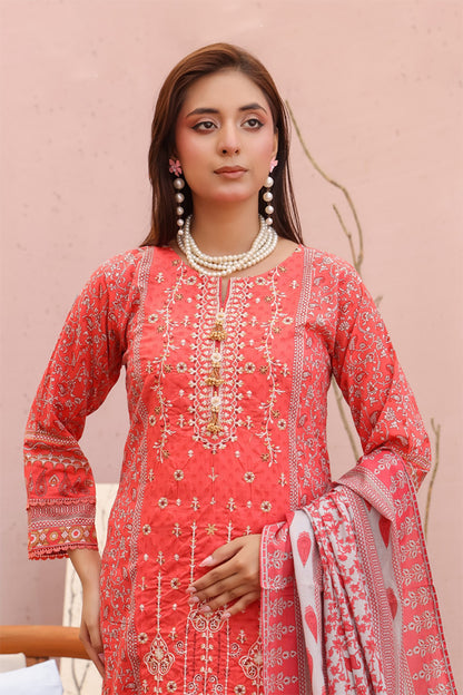 blush coral pakistani embroidered lawn suit ivory dupatta pakistani fashion