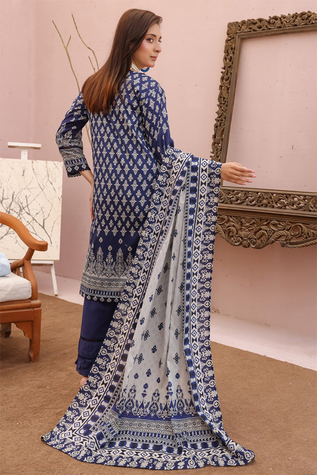 embroidered pakistani 3 piece lawn suit royal navy and ivory inspired by sanaulla store and fabricoz