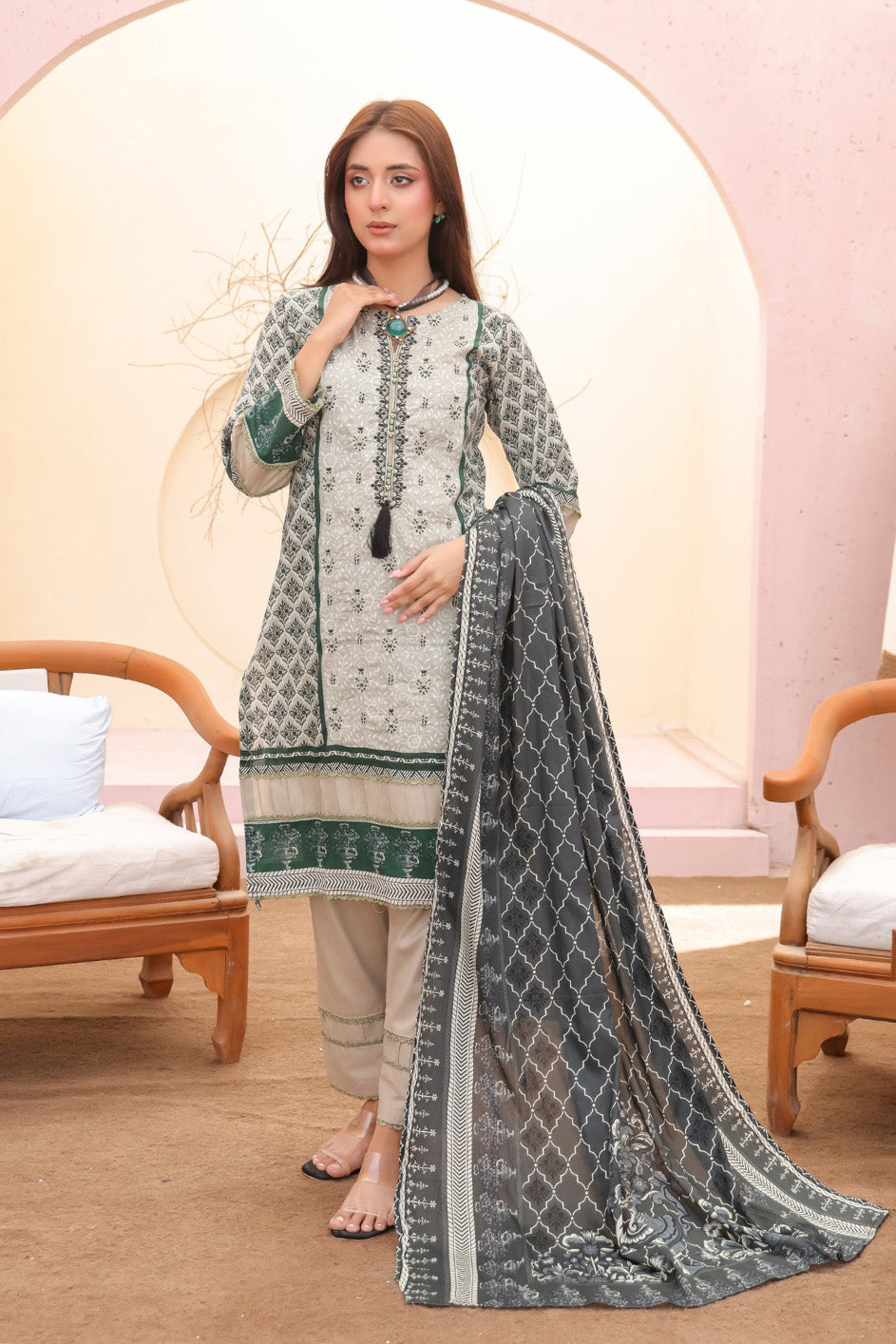 pakistani women stitched lawn suit emerald green embroidery perfect eid outfit like j dot and iznik